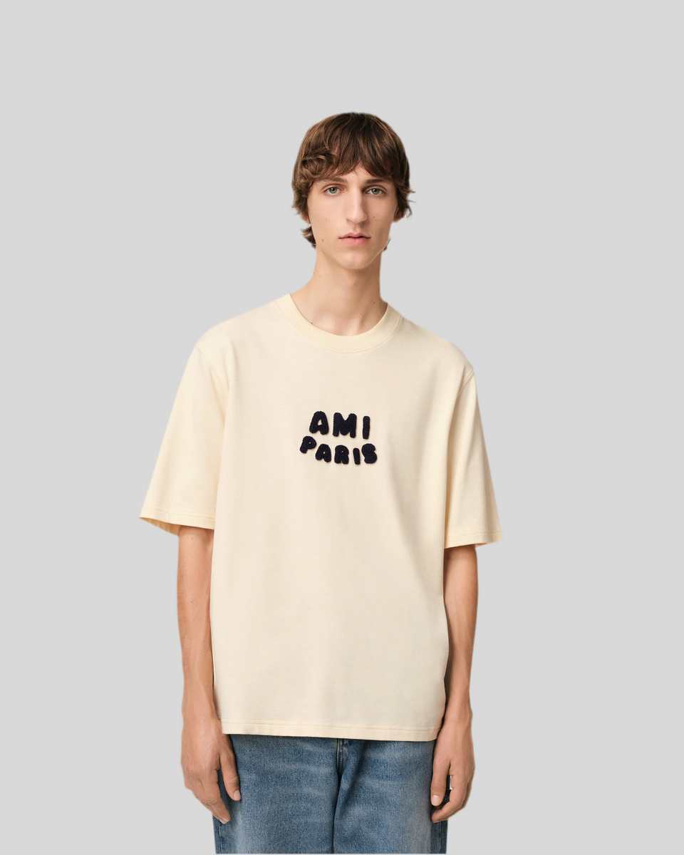 Ami Paris ★ ‘Ami Paris' Patch コットン Tシャツ BEIGE COTTON AMI PARIS PATCH T-SHIRT – Kravat