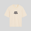 Load image into Gallery viewer, BEIGE COTTON AMI PARIS PATCH T-SHIRT