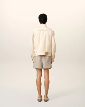 BEIGE COTTON AMI PARIS TRUCKER JACKET