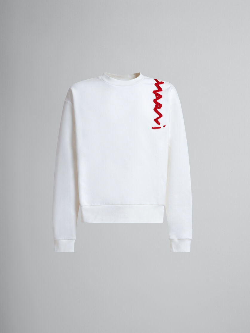 White cotton sweatshirt with Marni Mending logo