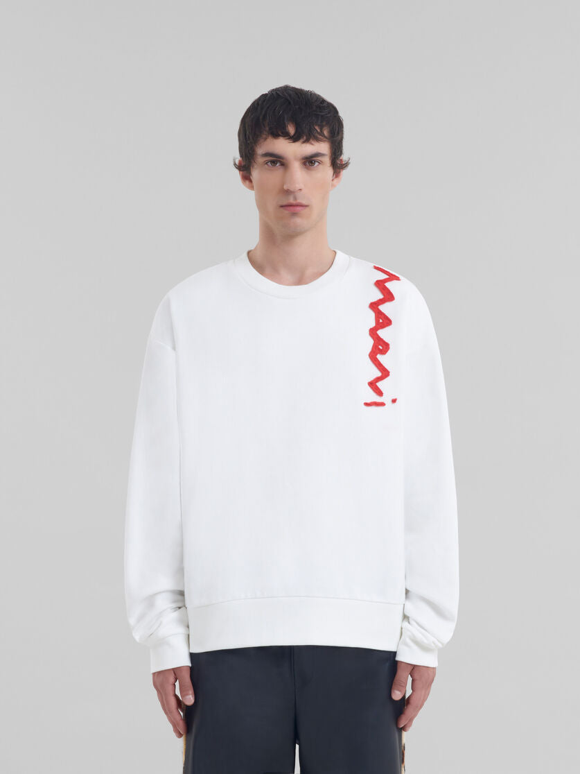 White cotton sweatshirt with Marni Mending logo