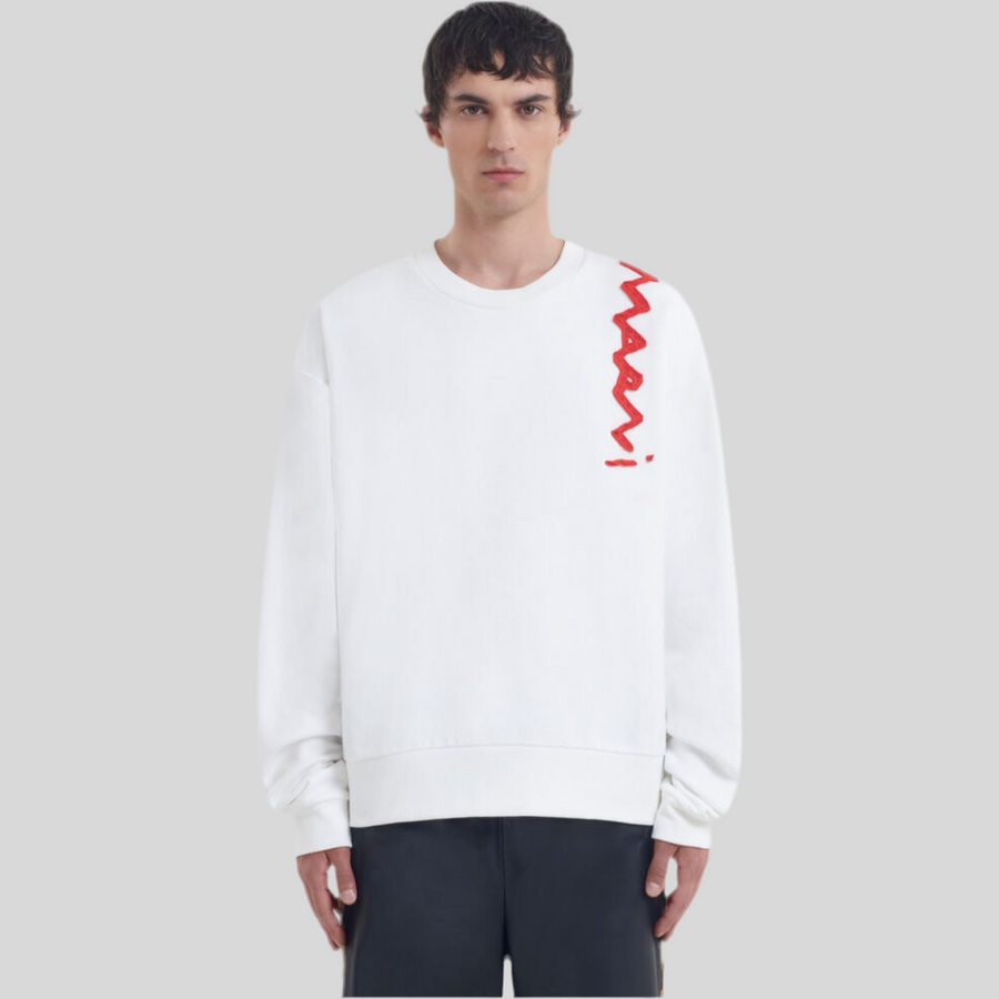 White cotton sweatshirt with Marni Mending logo