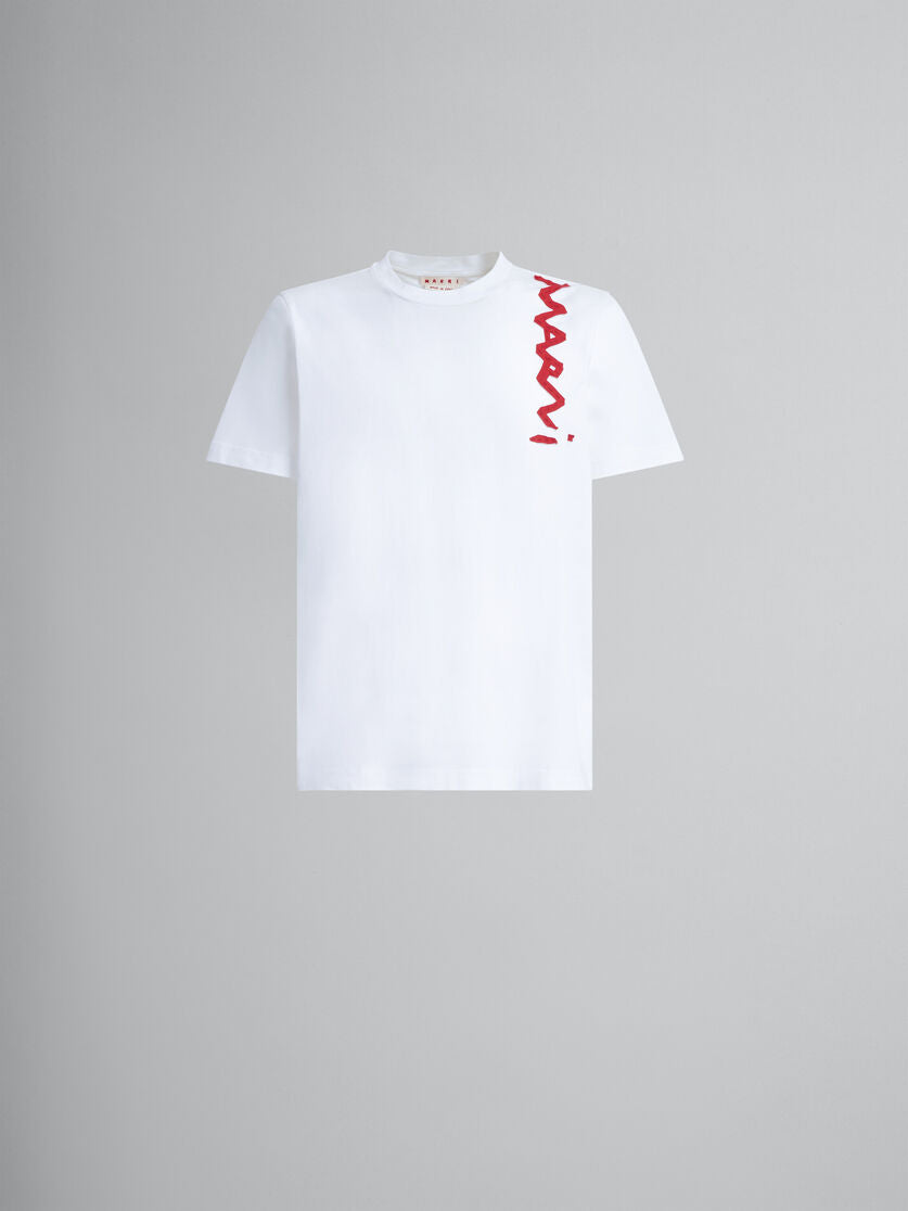 White organic cotton T-shirt with Marni Mending logo