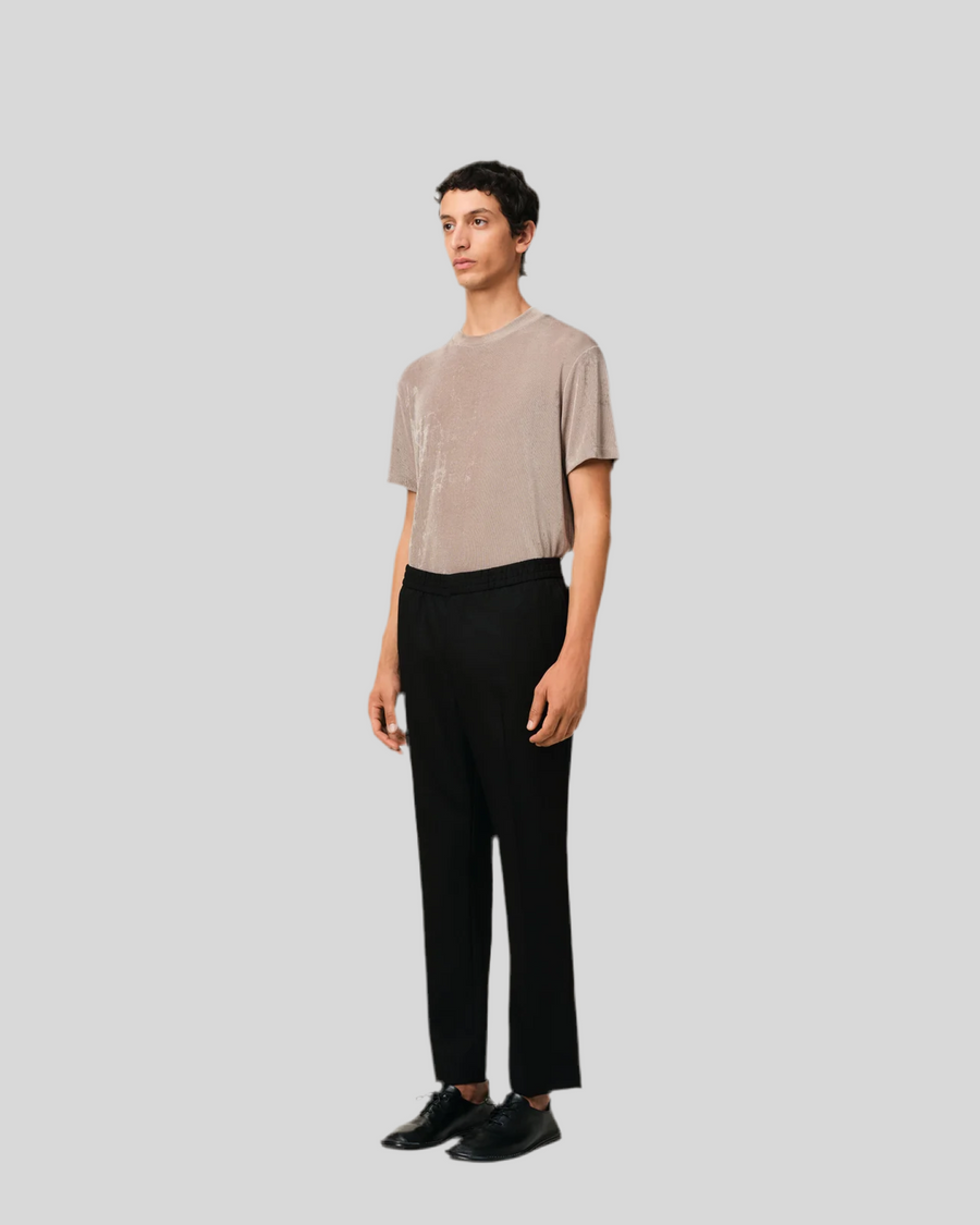 Wool elasticated waist trousers