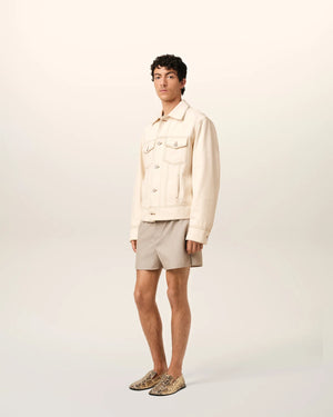 BEIGE COTTON AMI PARIS TRUCKER JACKET