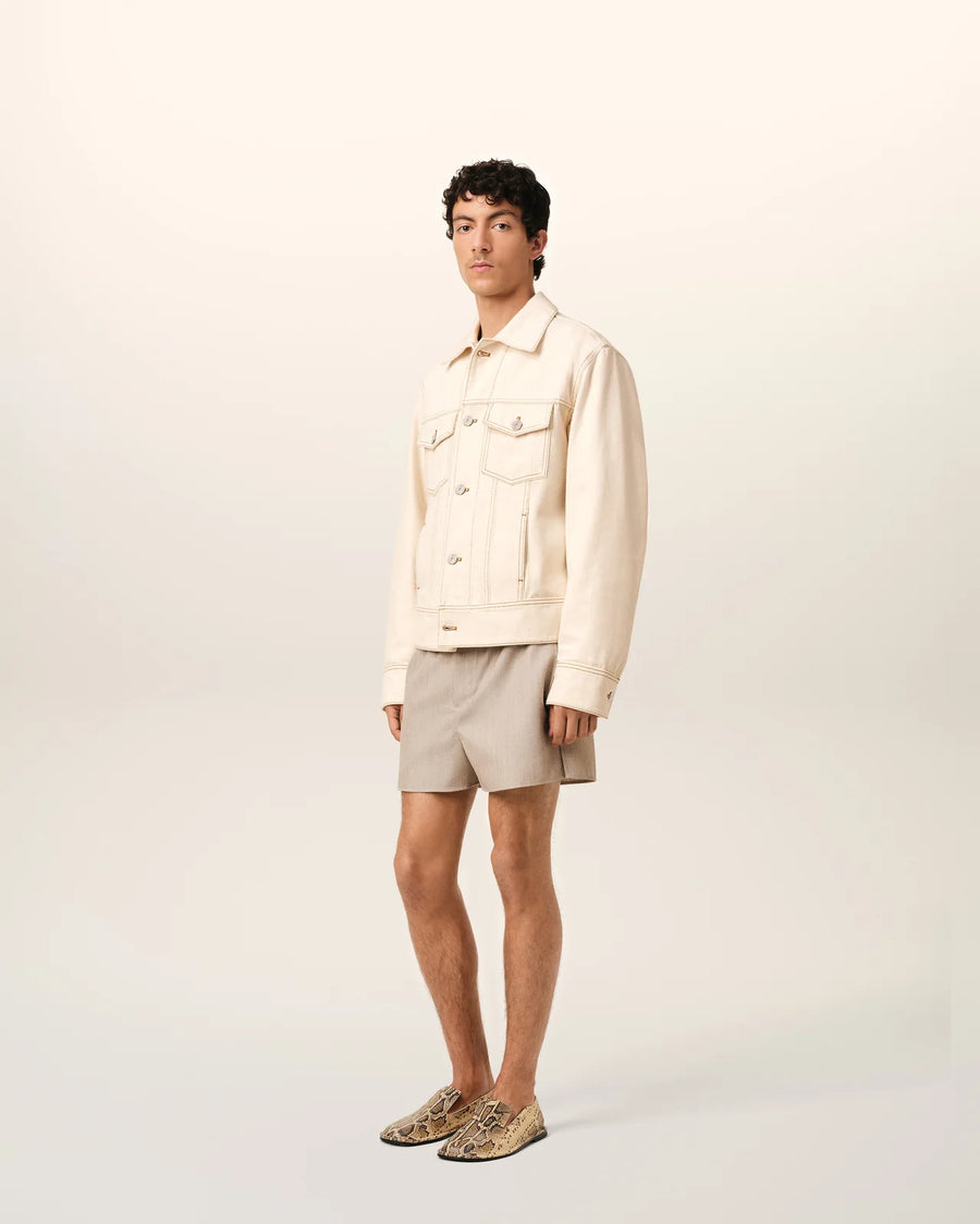 BEIGE COTTON AMI PARIS TRUCKER JACKET