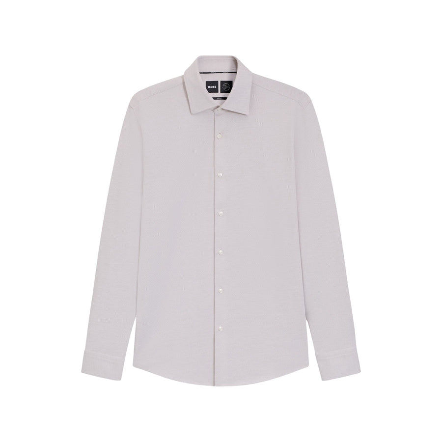 Patterned cotton blend shirt - slim