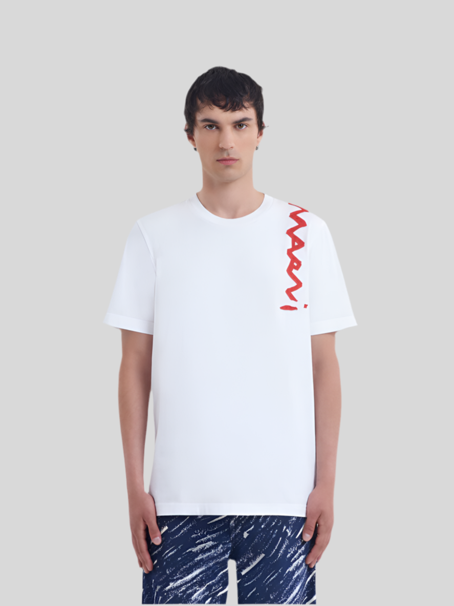 White organic cotton T-shirt with Marni Mending logo