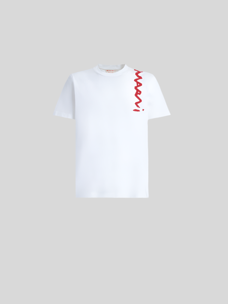 White organic cotton T-shirt with Marni Mending logo