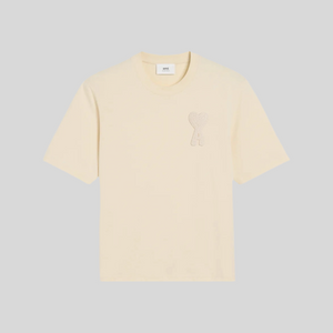 BEIGE COTTON AMI DE COEUR PATCH  T-SHIRT