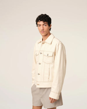 BEIGE COTTON AMI PARIS TRUCKER JACKET