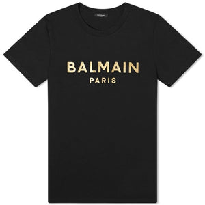 Balmain Gold Foil Paris Logo Tee