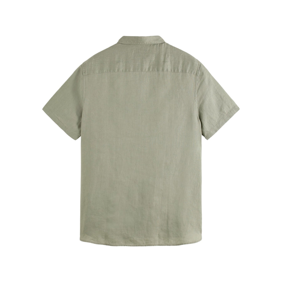 Short sleeve pocketed linen shirt